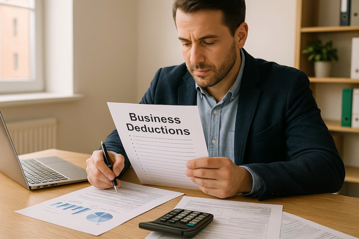 Notebook and calculator for New Hampshire business tax deductions