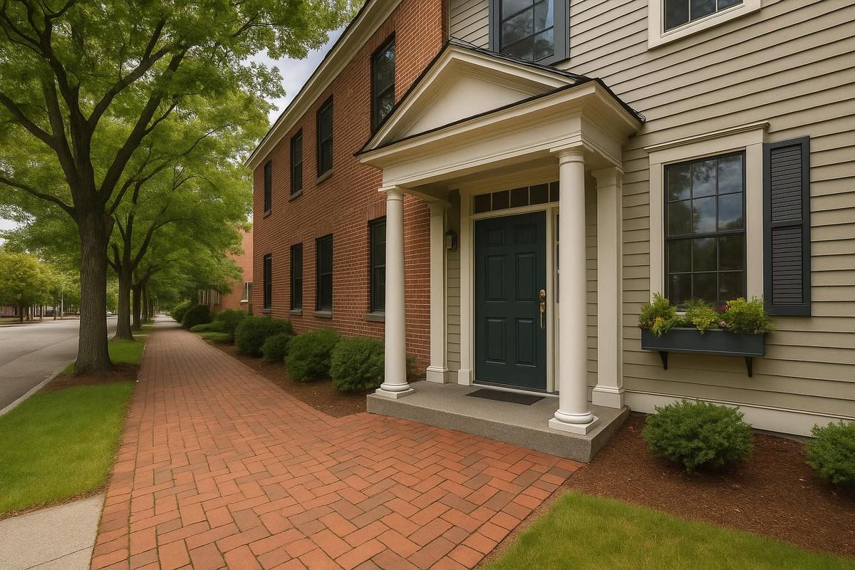 Professional office building entrance in downtown Nashua, New Hampshire